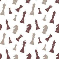 Seamless pattern of chess pieces on a white background. Chess background, print, vector