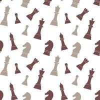 Seamless pattern of chess pieces on a white background. Chess background, print, vector