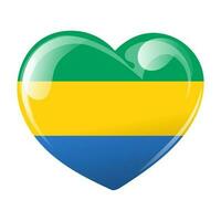 Flag of Gabon in the shape of a heart. Heart with flag of Gabon. 3D illustration, vector