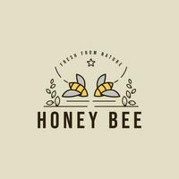 bee logo line art vector simple illustration template icon graphic design. honey hive sign or symbol for product from nature business with typography style