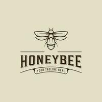 bee logo line art vector simple illustration template icon graphic design. honey hive sign or symbol for product from nature business