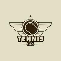 ball of tennis logo vintage vector illustration template icon graphic design. sport sign or symbol with wings for club or tournament concept