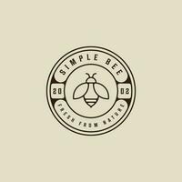 bee logo line art vector simple illustration template icon graphic design. honey hive sign or symbol for product from nature business with circle badge and typography style