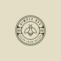 bee logo line art vector simple illustration template icon graphic design. honey hive sign or symbol for product from nature business with circle badge and typography style