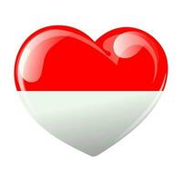 Flag of Indonesia in the shape of a heart. Heart with flag of Indonesia. 3D illustration, vector
