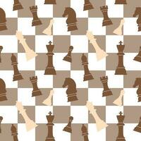 Seamless pattern of chess pieces on a checkered background. Chess background, print, vector