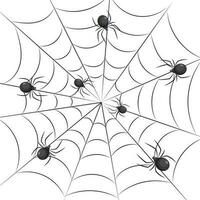 Spiders on the web. Insects. Illustration, background, vector