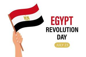 Egypt Revolution Day. Hand with the flag of Egypt. Egypt Independence Day banner. Illustration, banner, vector