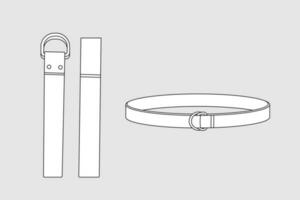 Apparel models template of belt. Simple technical drawings Isolated on white of clothes models. Fashion outline sketch for design. Set of objects. vector