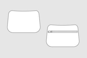 Unisex bag template isolated on a grey background. Front and back view. Outline fashion technical sketch of accessories model. vector