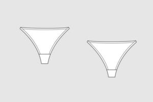 Lingerie briefs, underpants. Female vector template isolated on a grey background. Front and back view. Outline fashion technical sketch of clothes model.