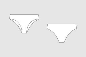 Lingerie briefs, underpants. Female vector template isolated on a grey background. Front and back view. Outline fashion technical sketch of clothes model.