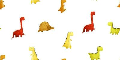 kids seamless pattern with funny colored dinos, dinosaur endless textile, repeate design vector
