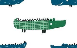 Hand drawing cute crocodile seamless pattern illustration for baby room, nursery. Illustration design for fashion fabrics, textile graphics, prints, wrapping, textile. vector