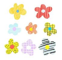 dibujado a mano de colores infantil sencillo plano Arte con flores en sca vector