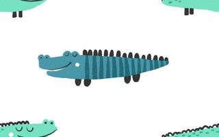 Hand drawing cute crocodile seamless pattern illustration for baby room, nursery. Illustration design for fashion fabrics, textile graphics, prints, wrapping, textile. vector