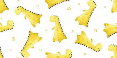 kids seamless pattern with funny colored dinos, dinosaur endless textile, repeate design vector