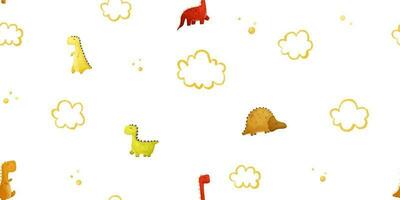 kids seamless pattern with funny colored dinos, dinosaur endless textile, repeate design vector
