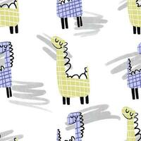 Childish seamless dino pattern. Endless design for wrapping paper with dinosaur, monster illustration vector