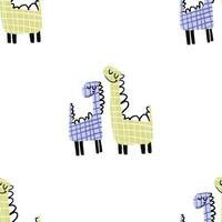 Childish seamless dino pattern. Endless design for wrapping paper with dinosaur, monster illustration vector