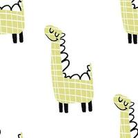Childish seamless dino pattern. Endless design for wrapping paper with dinosaur, monster illustration vector