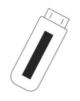 Flash memory stick flat monochrome isolated vector object. USB drive electronic device. Editable black and white line art drawing. Simple outline spot illustration for web graphic design