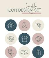 Linestyle Icon Design Set Charity vector