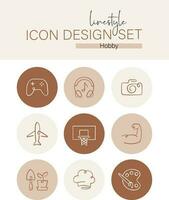 Linestyle Icon Design Set Hobby vector