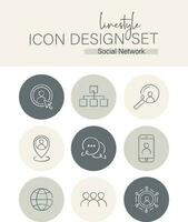 Linestyle Icon Design Set Social Network vector