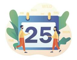 Calendar. Tiny people and time management, business planning, timetable. Schedule concept. Modern flat cartoon style. Vector illustration on white background
