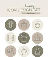 Linestyle Icon Design Set Museum vector