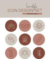 Linestyle Icon Design Set Corona Virus vector