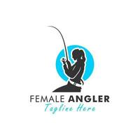 sea fishing fan woman logo vector