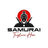 japanese samurai user logo design vector