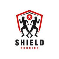 running health sport shield logo vector
