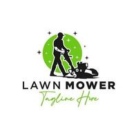 logo of person mowing golf course grass vector