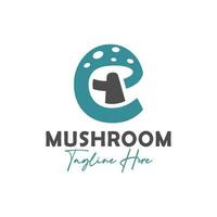 mushroom logo design with letter E vector