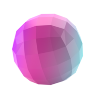 3d element abstract polygon ball metal shape. Realistic glossy turquoise and lilac gradient luxury template decorative design illustration. Minimalist bright circle mockup isolated transparent png