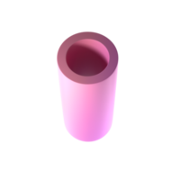 3d shape metallic pipe. Realistic geometric glossy pink and lilac gradient template design illustration. Minimalist mockup isolated transparent png