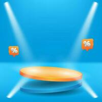 blue orange 3d podium vector illustration. display product presentation.