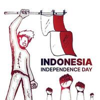 Hand drawn illustration of indonesian independence day. vector design