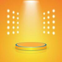 orange podium vector illustration with lamps. suitable for display product presentation