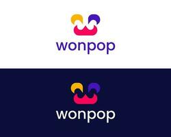 Initial letter wp colorful logo for branding vector