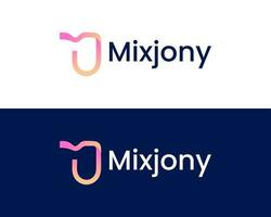 Initial Letter MJ, MU technology logo Monogram vector