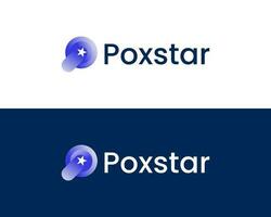 Unique and modern P spark logo design, P with star modern app logo vector