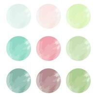 watercolor circle with many color set bundle. vector
