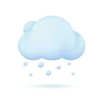 3D weather forecast icons white clouds in the rainy season with strong winds and rain vector