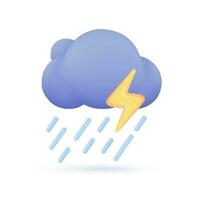 3D weather forecast icons Black cloud with thunder from a rainstorm. 3d illustration vector