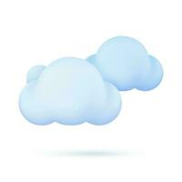 3D weather forecast icons white clouds in the rainy season with strong winds and rain vector