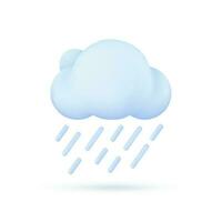 3D weather forecast icons white clouds in the rainy season with strong winds and rain vector